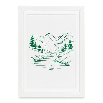 Montagnes - Affiche encadrée (27 × 37 cm) - blanc - Devant
