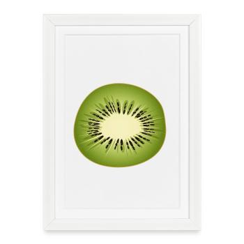 Tranche de kiwi comme motif de fruits frais - Affiche encadrée (27 × 37 cm) - blanc - Devant