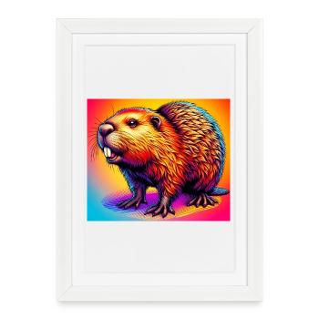 beaver - Framed poster (27 × 37 cm) - white - Front