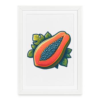 Bright tropical papaya - Framed poster (27 × 37 cm) - white - Front