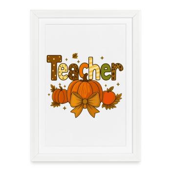 Automne Citrouille Enseignant Appréciation Design - Affiche encadrée (27 × 37 cm) - blanc - Devant
