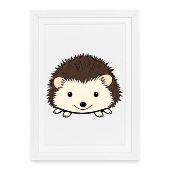 Cute hedgehog with a friendly face - Framed poster (27 × 37 cm) - white - Front