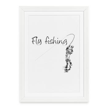 Pêche à la mouche - Affiche encadrée (27 × 37 cm) - blanc - Devant