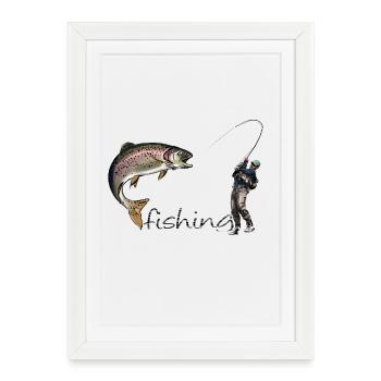 Pêche à la mouche - Affiche encadrée (27 × 37 cm) - blanc - Devant