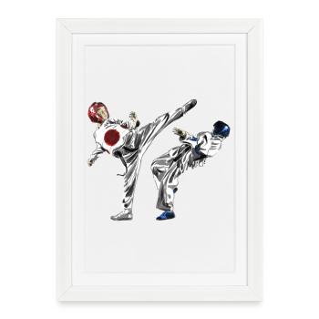 Young martial artists Taekwondo - Framed poster (27 × 37 cm) - white - Front