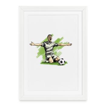 Illustration d'un joueur de football enthousiaste - Affiche encadrée (27 × 37 cm) - blanc - Devant