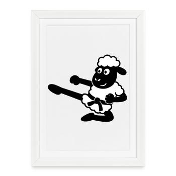 Karaté Mouton - Affiche encadrée (27 × 37 cm) - blanc - Devant