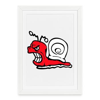 Escargot Mal En colère Attaque Groyage des dents Aigre - Affiche encadrée (27 × 37 cm) - blanc - Devant