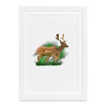 Deer in brush style - Framed poster (27 × 37 cm) - white - Front