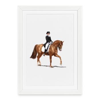 Cavalier de dressage dans une tenue élégante - Affiche encadrée (27 × 37 cm) - blanc - Devant
