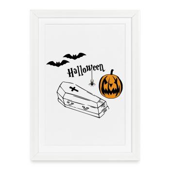 Halloween Pumpkin Silhouette - Framed poster (27 × 37 cm) - white - Front