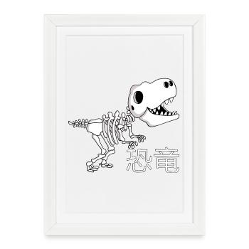 Squelette de dinosaure manga - Affiche encadrée (27 × 37 cm) - blanc - Devant