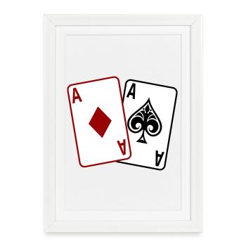 Cartes de poker – Texas Hold’em Casino Design - Affiche encadrée (27 × 37 cm) - blanc - Devant