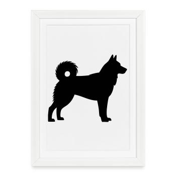 Husky dog silhouette - Framed poster (27 × 37 cm) - white - Front
