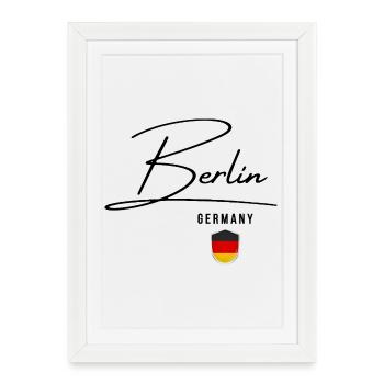 Design élégant Berlin, j’adore Berlin - Affiche encadrée (27 × 37 cm) - blanc - Devant