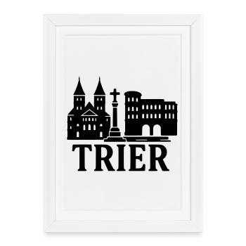 Trier Landmark Silhouette - Framed poster (27 × 37 cm) - white - Front