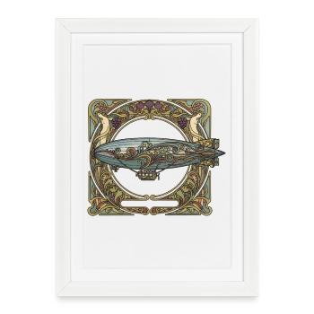 Airship in Art Nouveau frame - Framed poster (27 × 37 cm) - white - Front