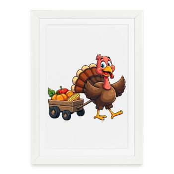 Thanksgiving Drôle Dinde de Thanksgiving - Affiche encadrée (27 × 37 cm) - blanc - Devant
