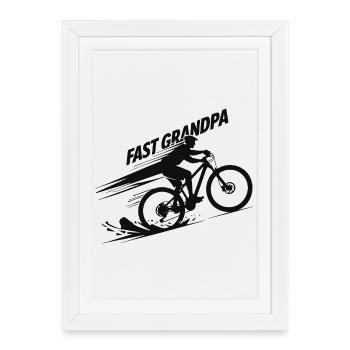 Vélo de montagne rapide pour grand-père E-Bike Cadeau pour grand-père - Affiche encadrée (27 × 37 cm) - blanc - Devant