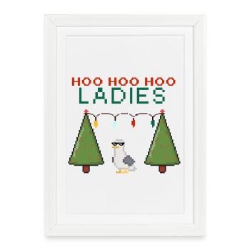 HooHooHoo Pixel Noël Femme - Affiche encadrée (27 × 37 cm) - blanc - Devant