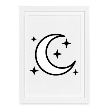 Crescent Moon & Stars | Magic Night - Framed poster (27 × 37 cm) - white - Front