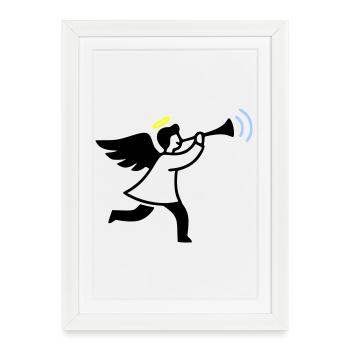 Ange avec trompette - Affiche encadrée (27 × 37 cm) - blanc - Devant