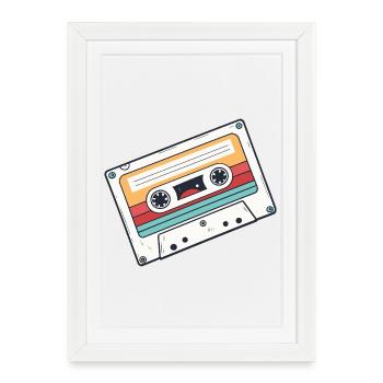 Pastel and colorful 80s retro music cassette - Framed poster (27 × 37 cm) - white - Front