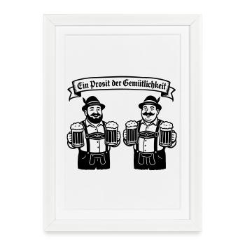 Bier männer - Ein Prosit der Gemütlichkeit - Affiche encadrée (27 × 37 cm) - blanc - Devant