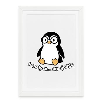 Penguin Thinker with Glasses - Framed poster (27 × 37 cm) - white - Front