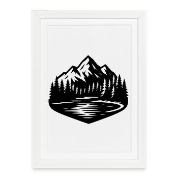 Mountains Landscape Forest - Framed poster (27 × 37 cm) - white - Front