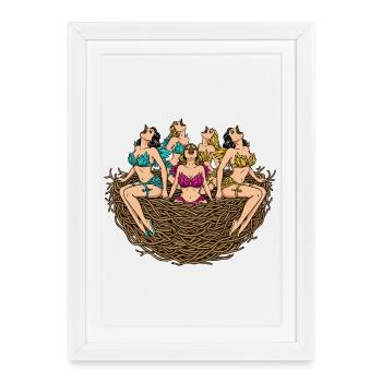 Dames du nid tropical en fleurs - Affiche encadrée (27 × 37 cm) - blanc - Devant
