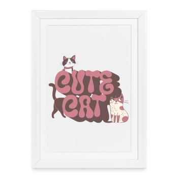 cute cat - Framed poster (27 × 37 cm) - white - Front