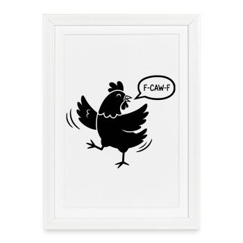 Illustration de poulet en silhouette F-CAW-F - Affiche encadrée (27 × 37 cm) - blanc - Devant