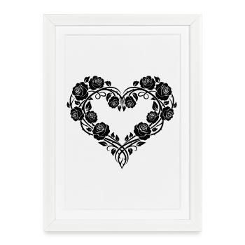 Roses Heart Ornament – Romantic Floral Design - Framed poster (27 × 37 cm) - white - Front
