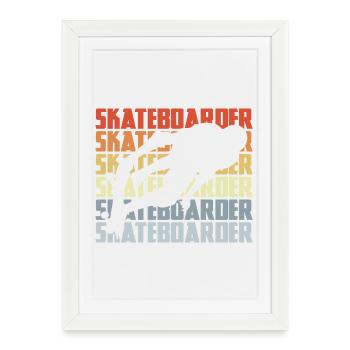 Skateboarder Vintage Look - Framed poster (27 × 37 cm) - white - Front