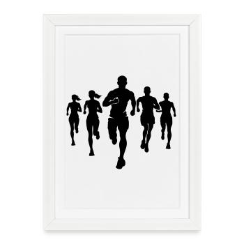 Marathon par équipe Marathon Silhouette - Affiche encadrée (27 × 37 cm) - blanc - Devant