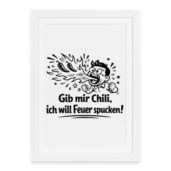 Fire Spitting Eating Chili - Framed poster (27 × 37 cm) - white - Front