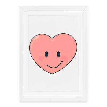 Kawaii Heart Smile Print - Framed poster (27 × 37 cm) - white - Front