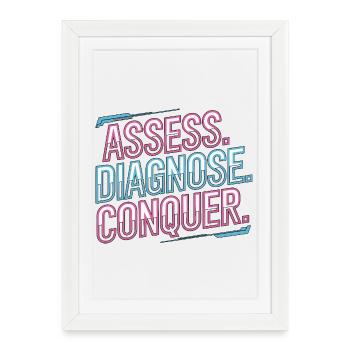 Infirmier praticien évalue le diagnostic de l’infirmier clinique - Affiche encadrée (27 × 37 cm) - blanc - Devant