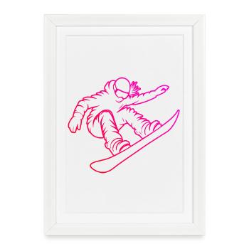 Un motif réservé aux snowboards pour femmes - Affiche encadrée (27 × 37 cm) - blanc - Devant