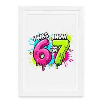 I Was 6 Now Im 7 Birthday Age Design - Framed poster (27 × 37 cm) - white - Front