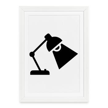 Silhouette de lampe de bureau - Affiche encadrée (27 × 37 cm) - blanc - Devant