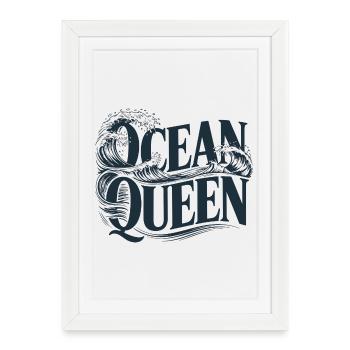 Ocean Queen - Waves Typography Design - Framed poster (27 × 37 cm) - white - Front