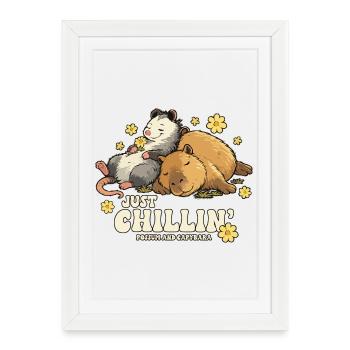 Just Chillin' Possum and Capybara - Framed poster (27 × 37 cm) - white - Front