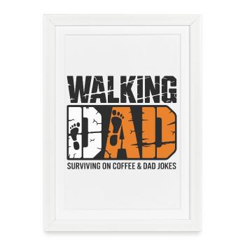Papa en mouvement : café et blagues - Affiche encadrée (27 × 37 cm) - blanc - Devant