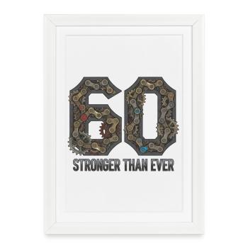 Stronger Than Ever 60th Birthday Bike Art - Framed poster (27 × 37 cm) - white - Front