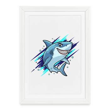 Laughing Shark Sprinter - Framed poster (27 × 37 cm) - white - Front