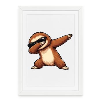 Dabbing Sloth - Framed poster (27 × 37 cm) - white - Front