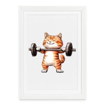 Cat Fitness - Framed poster (27 × 37 cm) - white - Front