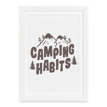 Habitudes de camping : design amusant de camping en plein air - Affiche encadrée (27 × 37 cm) - blanc - Devant